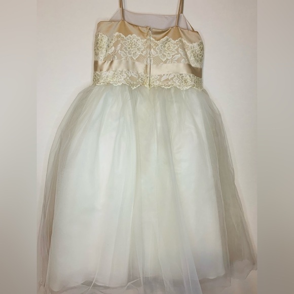 David’s Bridal Ivory and Champagne Flower Gurl Tulle Dress SZ 4 ! - Picture 6 of 9